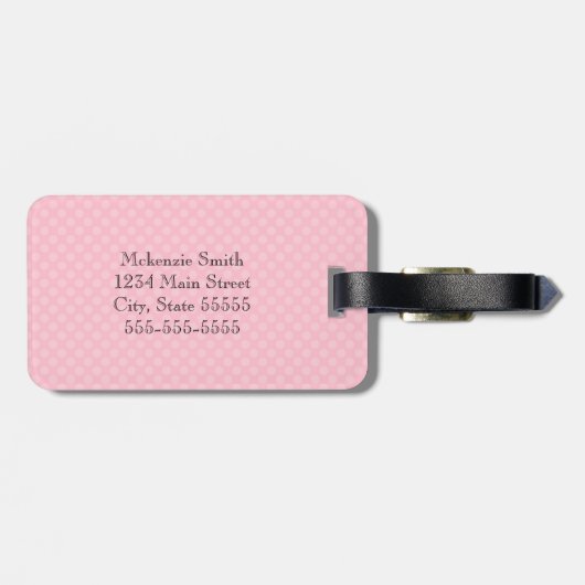 Paris Eiffel Tower Girly Pink Polka Dot Bagagelabel (Achterkant horizontaal)