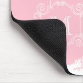 Paris Eiffel Tower Girly Pink White Monogrammed Muismat (Hoek)