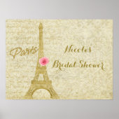 Paris Eiffel Tower Gold & Roze Elegant Banner Poster (Voorkant)