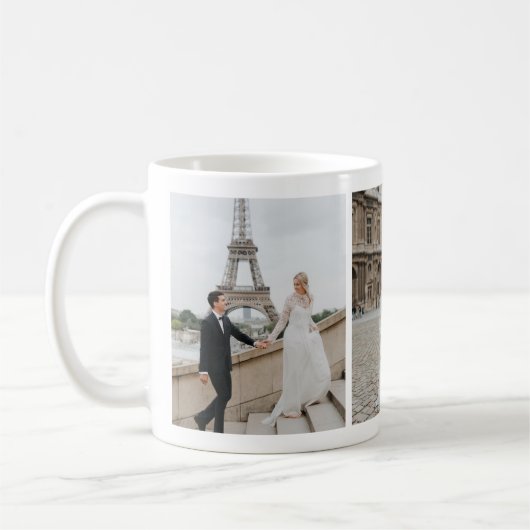 Paris Eiffel Tower Honeymoon Photo Collage Mok (Links)