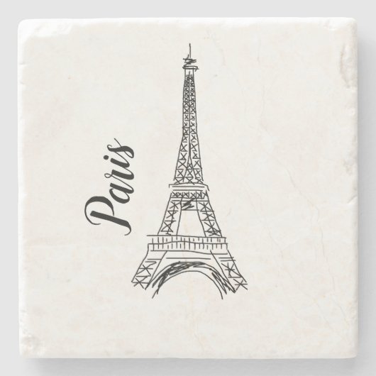 Paris Eiffel Tower Illustration Stone Onderzetter (Voorkant)