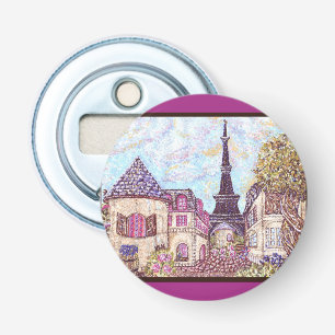 Paris Eiffel Tower inspire pointillsme flesopener Button Flesopener