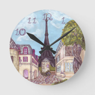 Paris Eiffel Tower inspired clock fabric numbers Ronde Klok