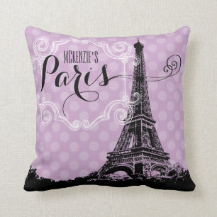 Paris Eiffel Tower Lavender Paars Monogrammed Kussen