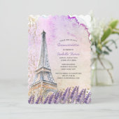 Paris Eiffel Tower Lavender Quinceanera Kaart (Staand voorkant)