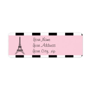 Paris Eiffel Tower Light Roze zwarte witte labels