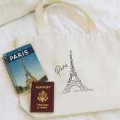 Paris Eiffel Tower Line Art Heart Tote Bag