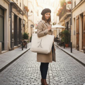 Paris Eiffel Tower Line Art Heart Tote Bag