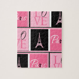 Paris Eiffel Tower Love Pink Black Legpuzzel