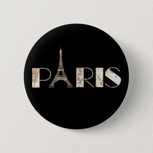 Paris Eiffel Tower Map Word Art Ronde Button 5,7 Cm (Voorkant)