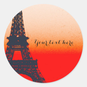 Paris Eiffel Tower Oranje Sunset Chic Elegant Ronde Sticker