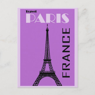 Paris Eiffel Tower Paars Travel Poster Briefkaart