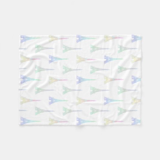 Paris Eiffel Tower Pastel Rainbow Fleece Blanket (Voorkant (Horizontaal))