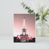 Paris Eiffel Tower Pink Briefkaart (Staand voorkant)