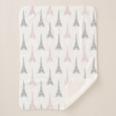 Paris Eiffel Tower Pink Grey White Sherpa Deken (Voorkant)