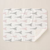 Paris Eiffel Tower Pink Grey White Sherpa Deken (Voorkant (horizontaal))