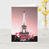 Paris Eiffel Tower Pink Kaart (Gele Bloem)