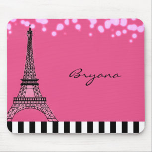 Paris Eiffel Tower Pink Poodle Girls Muismat