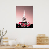 Paris Eiffel Tower Pink Poster (Keuken)