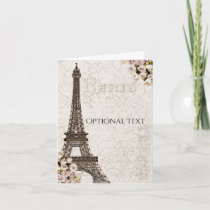 Paris Eiffel Tower Pink Roses Chic Hartelijk dank Bedankkaart