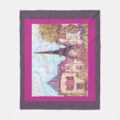 Paris Eiffel Tower pointillism fleece deken (Voorkant)