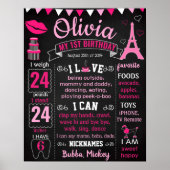 Paris Eiffel Tower Puddle Birthday board Poster (Voorkant)