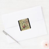 Paris Eiffel Tower & Red Rose Steampunk Vierkante Sticker (Envelop)