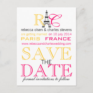Paris Eiffel Tower Save the Date Briefkaarten