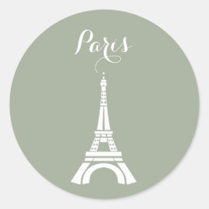 Paris Eiffel Tower Silhouette Ronde Sticker