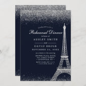 Paris Eiffel Tower Silver Sparkle Rehearsal Kaart (Voorkant / Achterkant)