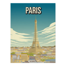 Paris Eiffel Tower Skyline Travel Poster Perfect Poster