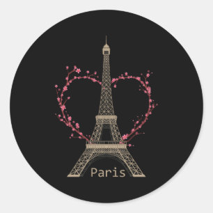 Paris Eiffel Tower The Sign of Love France Parisia Ronde Sticker