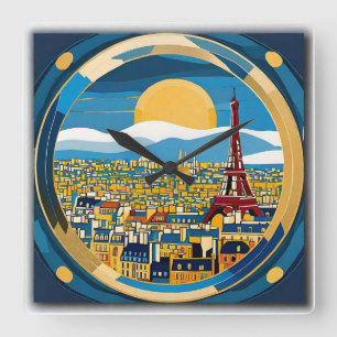 Paris Eiffel Tower Vierkante Klok
