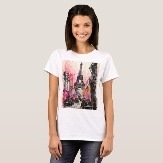 Paris, Eiffel Tower Vinatge style Classic T-Shirt  (Voorkant volledig)