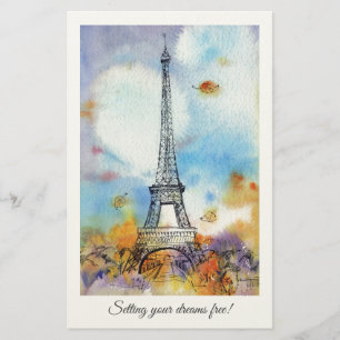 Paris Eiffel Tower waterverf art Briefpapier