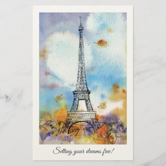 Paris Eiffel Tower waterverf art Briefpapier (Voorkant)