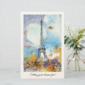 Paris Eiffel Tower waterverf art Briefpapier (Staand voorkant)