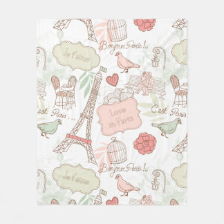 Paris Eiffel Tower Whimsical Roze Fleece Deken