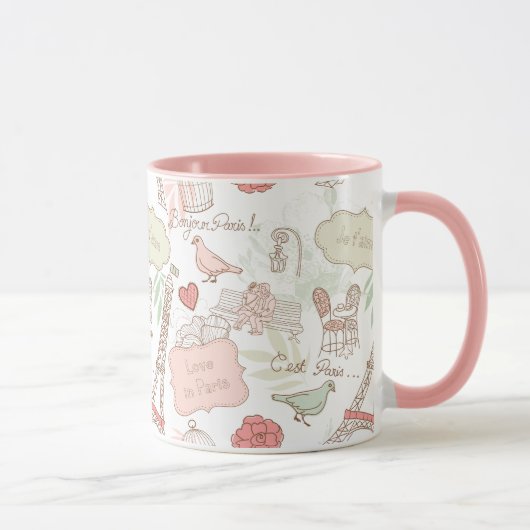 Paris Eiffel Tower Whimsical Roze Mok (Rechts)