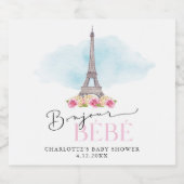 Paris Eiffeltoren Bonjour Baby Mousserende Wijnlab Sparkling Wijnetiket (Enkel label)