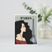 Paris Eiffeltoren Chique Vrouw Briefkaart (Staand voorkant)