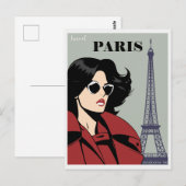  Paris Eiffeltoren Chique Vrouw Briefkaart (Voorkant / Achterkant)