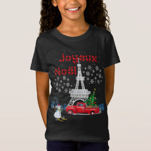 Paris Eiffeltoren Kerstboom Rode Vrachtwagen T-shirt