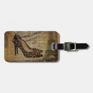 Paris Eiffeltoren Leopard Hight Heel fashionista Bagagelabel