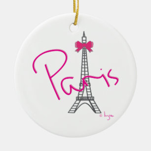 Paris Eiffeltoren met roze boog Keramisch Ornament