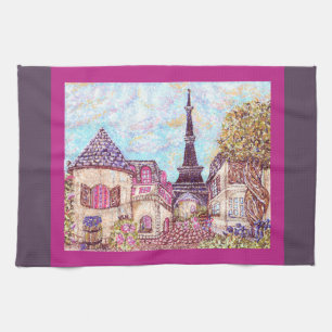 Paris Eiffeltoren pointillisme keuken theedoek