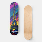 Paris Eiffeltoren Reizen Pop Kunst Skateboard (Voorkant)