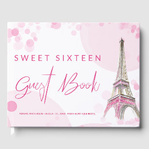Paris Eiffeltoren Roze en Wit Mijn Zoete Zestien Gastenboek
