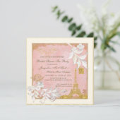 Paris Eiffeltoren roze in goud Elegante bruidsthee Kaart (Staand voorkant)