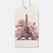 Paris Eiffeltoren & Roze Rozen Cadeaulabel (Voorkant)